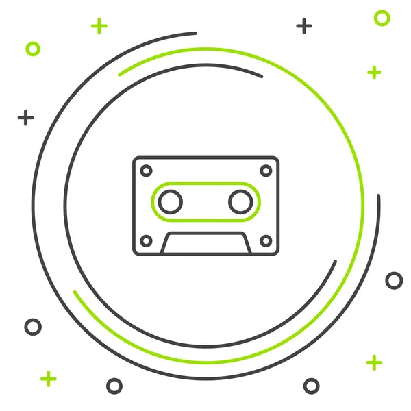 Иконка Аудиокассеты Line Retro Изолирована Белом Фоне Красочная Концепция Контура — стоковый вектор