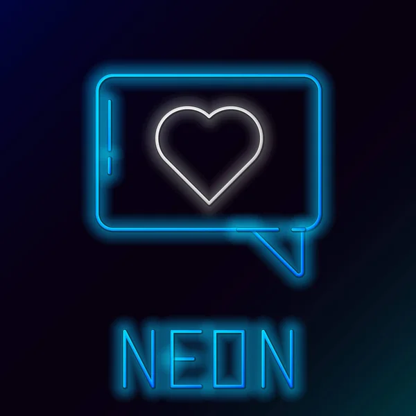 Parlayan Neon Çizgisi Siyah Arkaplanda Izole Edilmiş Kalp Simgesi Gibi — Stok Vektör