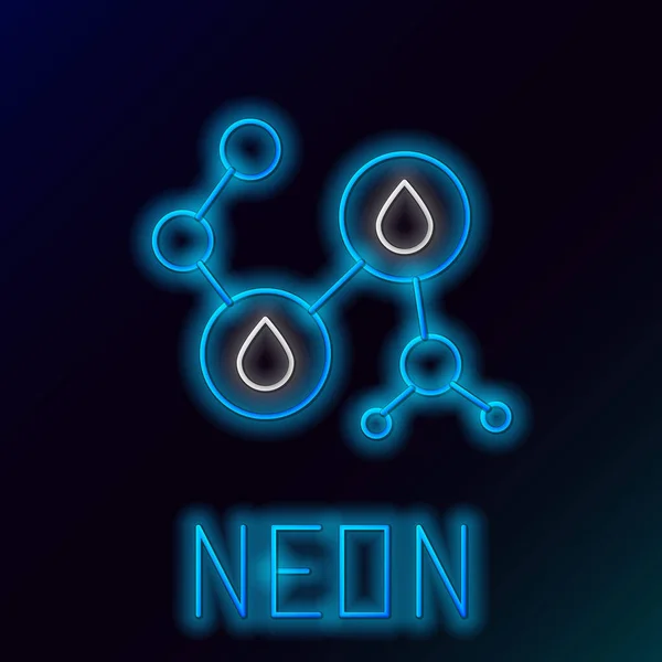 Gloeiende Neon Lijn Molecule Olie Pictogram Geïsoleerd Zwarte Achtergrond Structuur — Stockvector