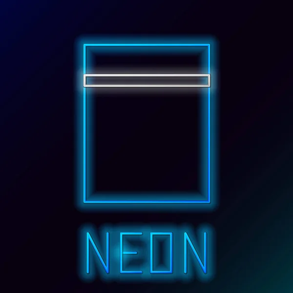 Glödande Neon Line Plastpåse Med Ziplock Ikon Isolerad Svart Bakgrund — Stock vektor