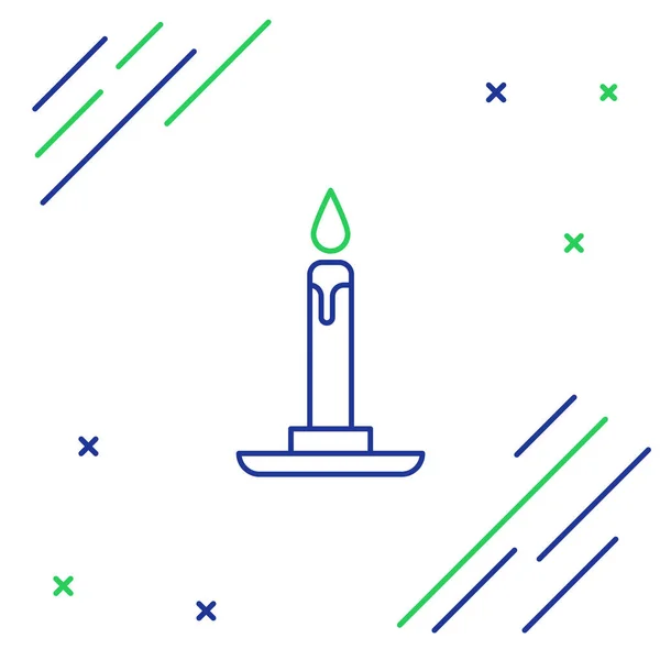 Línea Vela Ardiente Icono Del Candelero Aislado Sobre Fondo Blanco — Vector de stock