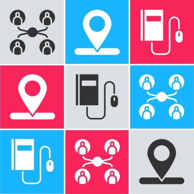 Çevrimiçi sınıf, konum ve elektronik kitabı fare simgesi ile ayarla. Vektör