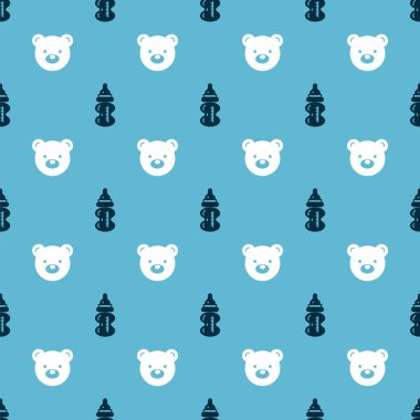 Bebek şişesini ve oyuncak ayıyı pürüzsüz bir kalıba sokun. Vektör