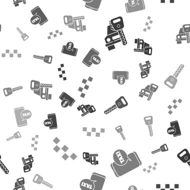 Araba kiralamayı, taksi çağırmayı, telefon servisini araba anahtarını ve taksinin çatısını sorunsuz bir şekilde ayarla. Vektör