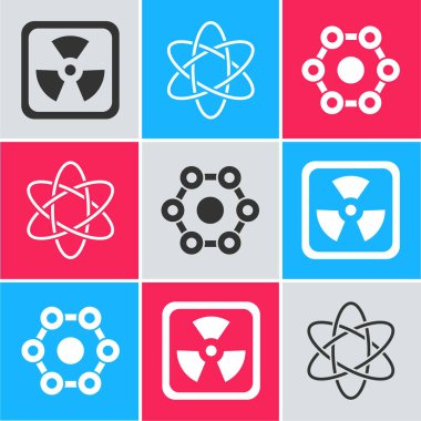 Radyoaktif, Atom ve Kimyasal formül simgesini ayarla. Vektör