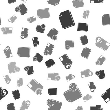 Belge, Belge ile saat, Finans belgesi klasörü ve Belge dizinini saat ile birlikte pürüzsüz desen ile ayarla. Vektör