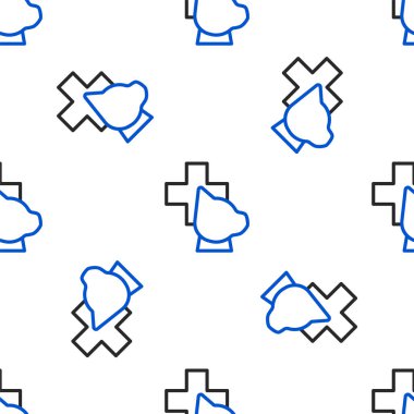 Çizgi Veterinerlik Kliniği sembolü beyaz arka planda izole edilmiş kusursuz desen. Köpek veterinerliği ile karşılaştır. Evcil hayvan ilk yardım işareti. Renkli taslak konsepti. Vektör