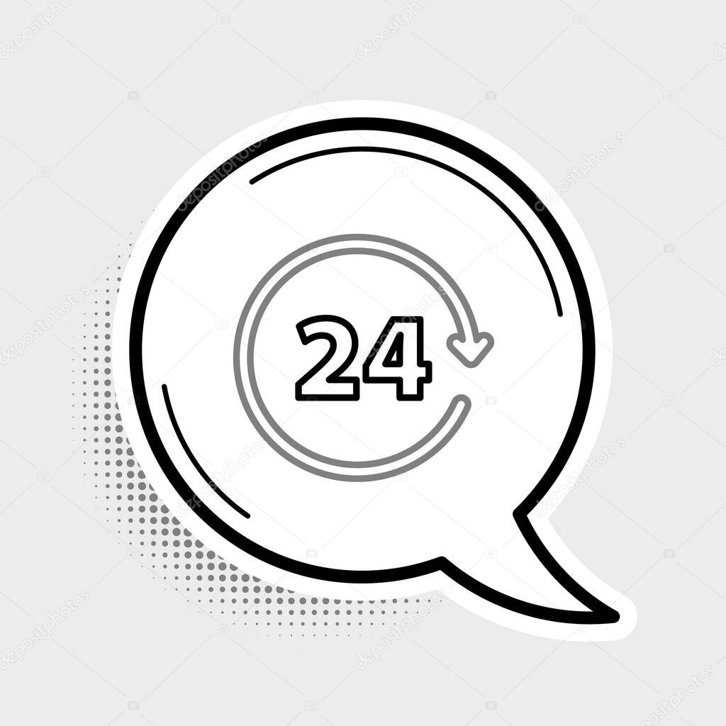 Line Clock 24 hours icon isolated on grey background. All day cyclic icon. 24 hours service symbol. Colorful outline concept. Vector
