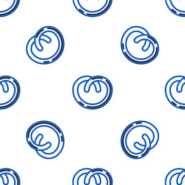 Çizgi simgesi beyaz arkaplanda izole edilmiş kusursuz desen. Alman konforlu yemek hamur işi. Oktoberfest festivali. Renkli taslak konsepti. Vektör