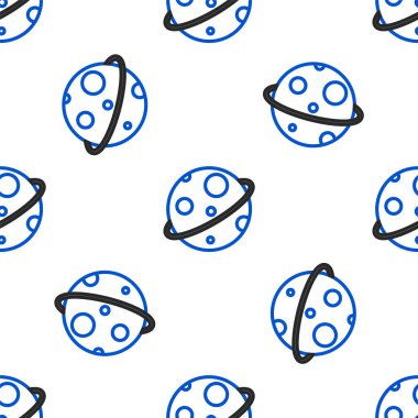 Çizgi Gezegeni simgesi beyaz arkaplandaki kusursuz deseni izole etti. Renkli taslak konsepti. Vektör