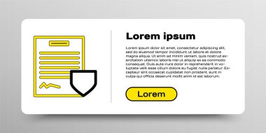 Beyaz arkaplanda kalkan simgesi olan çizgi sözleşmesi. Sigorta konsepti. Güvenlik, güvenlik, koruma, konsept koruma. Renkli taslak konsepti. Vektör