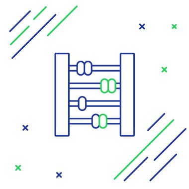 Çizgi Abaküs simgesi beyaz arkaplanda izole edildi. Geleneksel sayım çerçevesi. Eğitim işareti. Matematik okulu. Renkli taslak konsepti. Vektör
