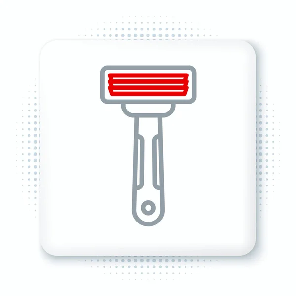 Línea de afeitar icono de afeitar aislado sobre fondo blanco. Concepto de esquema colorido. Vector — Vector de stock