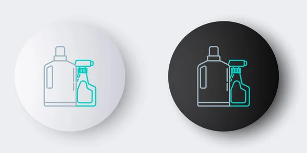 Linie Plastikflaschen für flüssiges Waschmittel, Bleichmittel, Spülmittel oder ein anderes Reinigungsmittel Symbol auf grauem Hintergrund isoliert. Buntes Rahmenkonzept. Vektor — Stockvektor