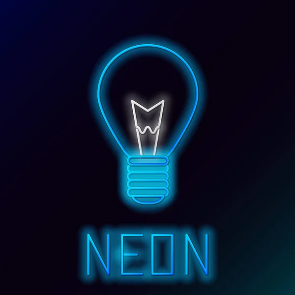Gloeiende neon lijn Lamp met concept van idee icoon geïsoleerd op zwarte achtergrond. Energie en ideeënsymbool. Inspiratie concept. Kleurrijk concept. Vector — Stockvector