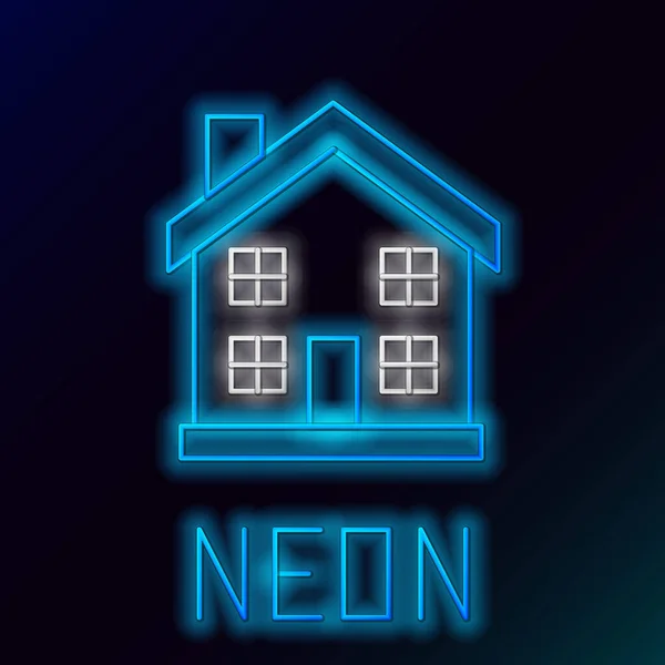 Gloeiende neon lijn House icoon geïsoleerd op zwarte achtergrond. Huissymbool. Kleurrijk concept. Vector — Stockvector