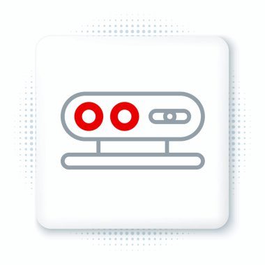 Satır 3d tarama sistemi simgesi beyaz arkaplanda izole edildi. Renkli taslak konsepti. Vektör