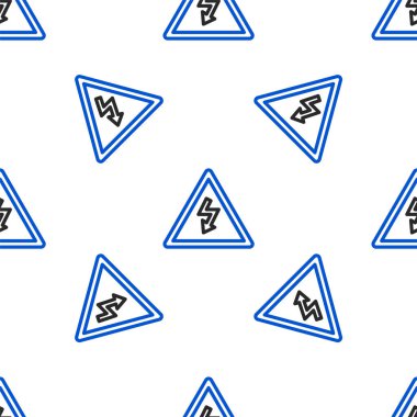 Hat Yüksek voltaj işareti simgesi beyaz arkaplanda izole edilmiş pürüzsüz desen. Tehlike sembolü. Üçgendeki ok. Uyarı simgesi. Renkli taslak konsepti. Vektör