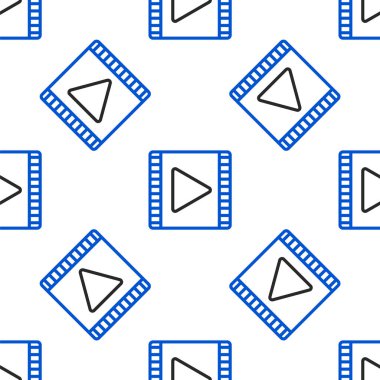 Çizgi Oynatma Görüntü simgesi beyaz arkaplanda izole edilmiş. Oyun işaretli film şeridi. Renkli taslak konsepti. Vektör