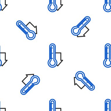 Meteoroloji çizgisi termometresi beyaz arkaplanda izole edilmiş ikonu ölçüyor. Termometre termometresi sıcak ya da soğuk hava gösteriyor. Renkli taslak konsepti. Vektör