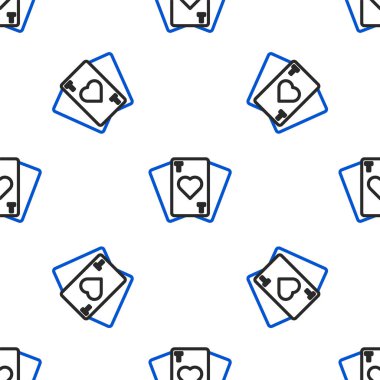 Çizgi Oynatma Kart simgesi beyaz arkaplanda izole edilmiş kusursuz desen. Kumarhane kumarı. Renkli taslak konsepti. Vektör