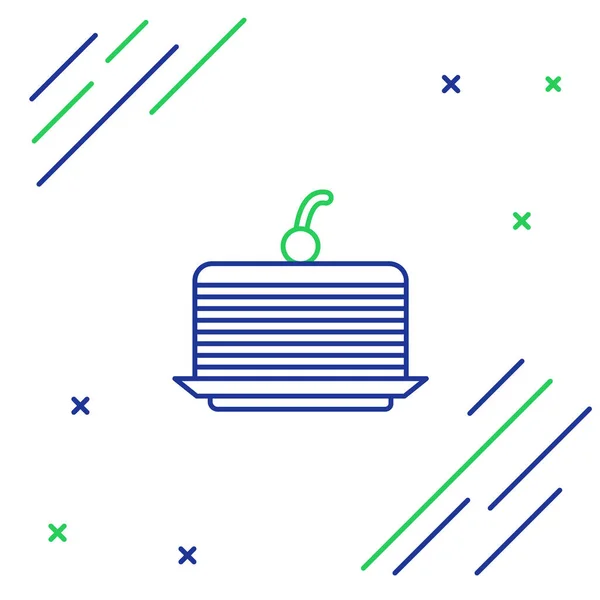 Ligne icône gâteau isolé sur fond blanc. Joyeux anniversaire. Concept de contour coloré. Vecteur — Image vectorielle