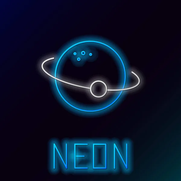 Icona luminosa al neon linea Planet isolato su sfondo nero. Concetto di contorno colorato. Vettore — Vettoriale Stock