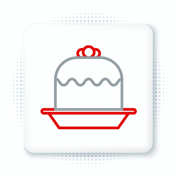 Line Cake Symbol isoliert auf weißem Hintergrund. Alles Gute zum Geburtstag. Buntes Rahmenkonzept. Vektor — Stockvektor