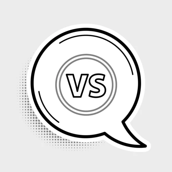 Línea VS Versus icono de batalla aislado sobre fondo gris. Competencia vs partido, batalla marcial vs deporte. Concepto de esquema colorido. Vector — Vector de stock