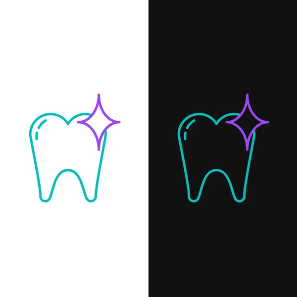 Línea Icono del concepto de blanqueamiento dental aislado sobre fondo blanco y negro. Símbolo dental para clínica odontológica o centro médico dentista. Concepto de esquema colorido. Vector — Archivo Imágenes Vectoriales