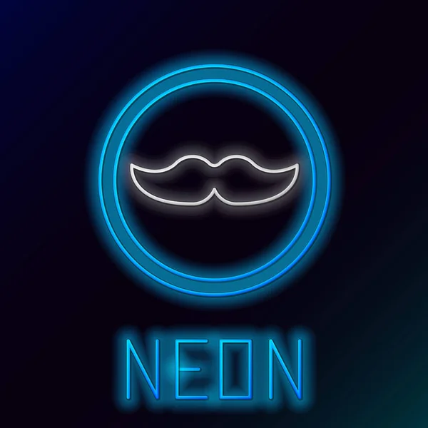 Glödande neon line Mustache ikonen isolerad på svart bakgrund. Frisörsalong. Ansiktshår. Färgstarkt skisskoncept. Vektor — Stock vektor