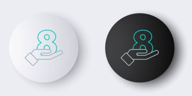 Hat 8 Mart 'ta el simgesi gri arkaplanda izole edildi. Uluslararası Mutlu Kadınlar Günü. Renkli taslak konsepti. Vektör