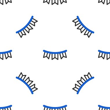 Çizgi Karnaval çelengi beyaz arka planda izole edilmiş bayrak simgesi. Doğum günü kutlaması için parti flamaları, festival dekorasyonu. Renkli taslak konsepti. Vektör