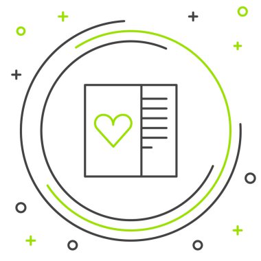 Beyaz arkaplanda kalp simgesi olan çizgi kartpostalı. Mesaj aşkım. Aşk ve romantizm mektubu. Renkli taslak konsepti. Vektör