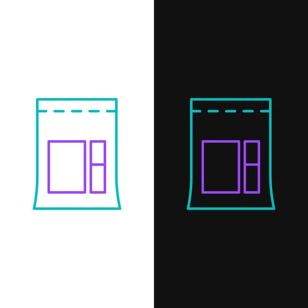 Línea Icono de bolsa de cemento aislado sobre fondo blanco y negro. Concepto de esquema colorido. Vector — Vector de stock