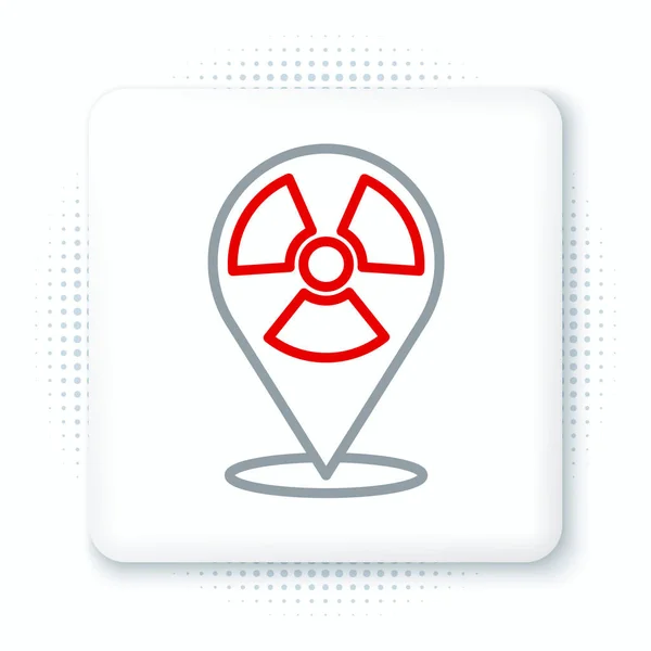 Linka Radioactive v umístění ikony izolované na bílém pozadí. Radioaktivní toxický symbol. Značka radiačního nebezpečí. Barevný koncept. Vektor — Stockový vektor