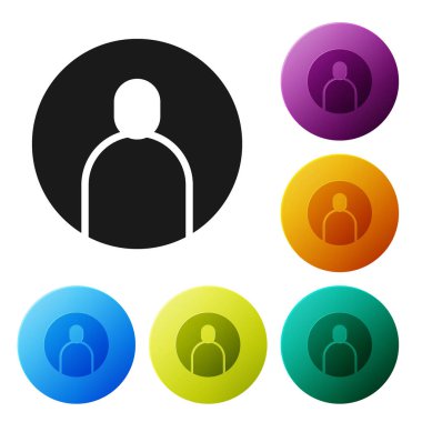 Beyaz arkaplanda siyah hesap ekranı simgesi oluştur. Simgeleri renk daire düğmelerine ayarla. Vektör