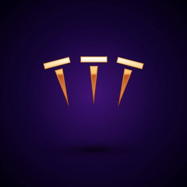 Siyah arka planda izole edilmiş altın metalik tırnak ikonu. Vektör