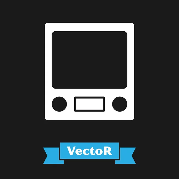 Blanco Icono de básculas electrónicas aislado sobre fondo negro. Equipo de medición de peso. Vector — Vector de stock