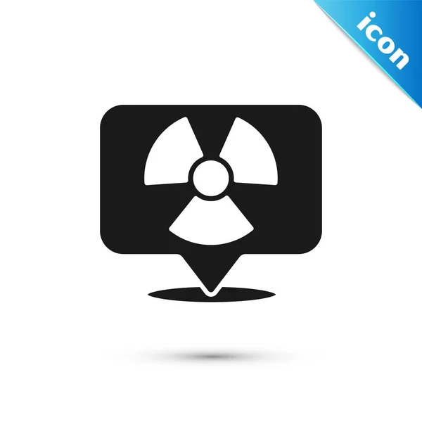 Grey Radioactive in location icon isolated on white background. Radioactive toxic symbol. Radiation Hazard sign. Vector — Stock Vector