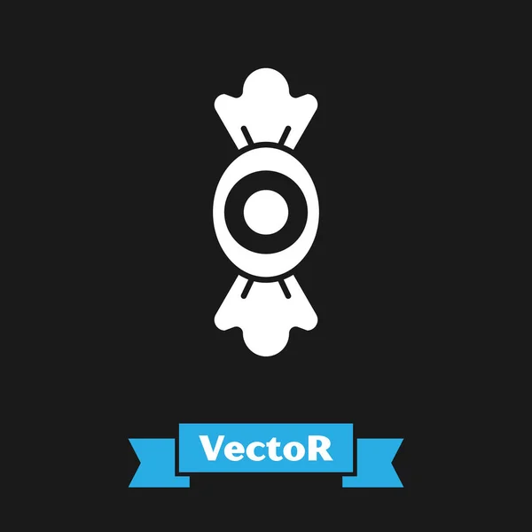 White Candy Symbol isoliert auf schwarzem Hintergrund. Vektor — Stockvektor