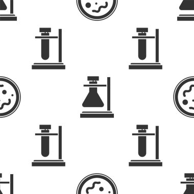 Bakterileri, deney tüpünü hazır duruma getirin ve deney tüpünü de dikişsiz desen üzerine yerleştirin. Vektör