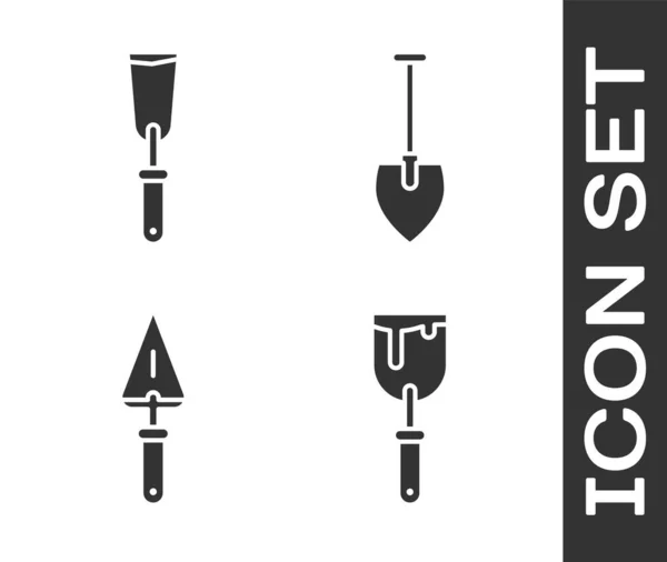 Set couteau à mastic, couteau à mastic, truelle et pelle icône. Vecteur — Image vectorielle