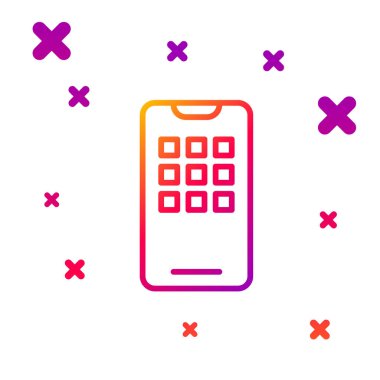 Renk çizgisi Smartphone, beyaz arkaplanda izole edilmiş cep telefonu simgesi. Kademeli rastgele dinamik şekiller. Vektör İllüstrasyonu.