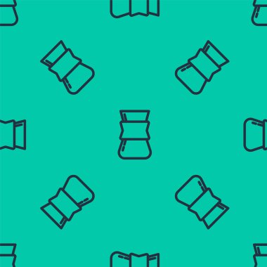 Mavi çizgi Kahve Türk ikonu yeşil arka planda pürüzsüz desen izole etti. Vektör.