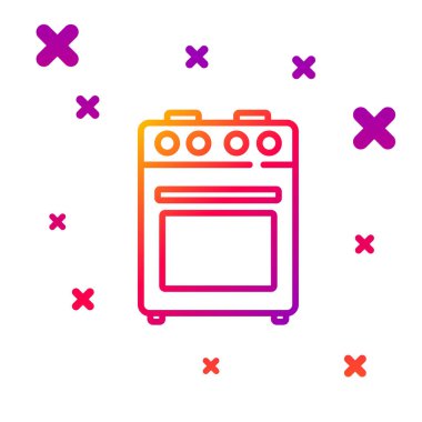 Renkli fırın simgesi beyaz arkaplanda izole edildi. Fırın tabelası. Kademeli rastgele dinamik şekiller. Vektör.