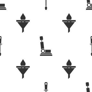 Tornavida, araba koltuğu ve huni ya da filtre ve motor yağını pürüzsüz desene ayarlayın. Vektör.