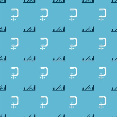 Tahta uçak aletini, kıskacı ve vida aletini pürüzsüz desene ayarlayın. Vektör.