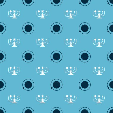 Uyduları, Dünya ve Güneş Sistemi 'nin yörüngesine yerleştirin. Vektör.