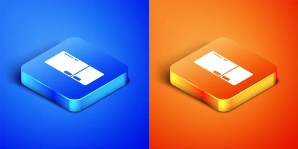 Isometric Refrigerator Icon Isolated Blue Orange Background Fridge Freezer Refrigerator — Stock Vector